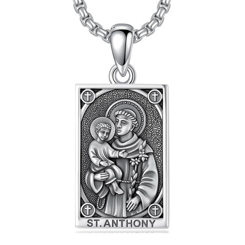 Sterling Silver Saint Anthony Saint Jude Saint Christopher   Saint Michael Amulet Religious Pendant Necklace