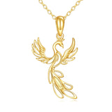 10K 14K 18K Yellow Gold  Phoenix Pendant Necklace for Women