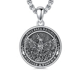 Sterling Silver Phoenix Rising Pendant Necklace NA/AA Sobriety Jewelry
