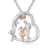 Sterling Silver Father Daughter Heart Pendant Necklace from Dad Gift for Daughter
