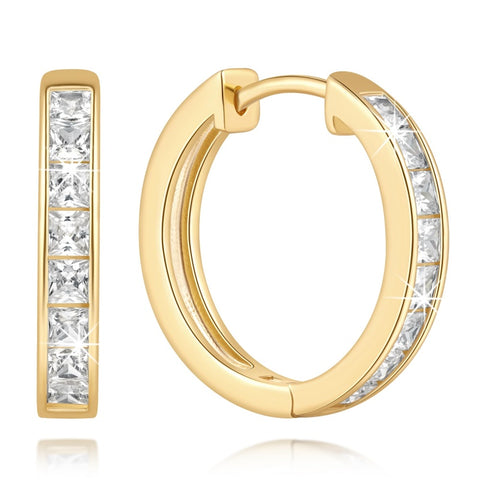 14K Gold Plated Cubic Zircon Hoop Earrings for Women