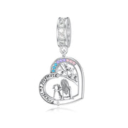 Sterling Silver Cubic Zirconia Cat Dog Charm Beads for Bracelets Engraved with Forever My Playmate