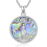 Sterling Silver Triple Moon Goddess Tetragrammaton Lilith Hecate  Pagan Wiccan Amulet Pendant Necklace
