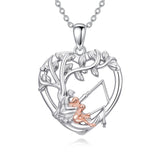 Sterling Silver Tree of Life Father Daughter Sister Pendant Necklace for Women Christmas Gift