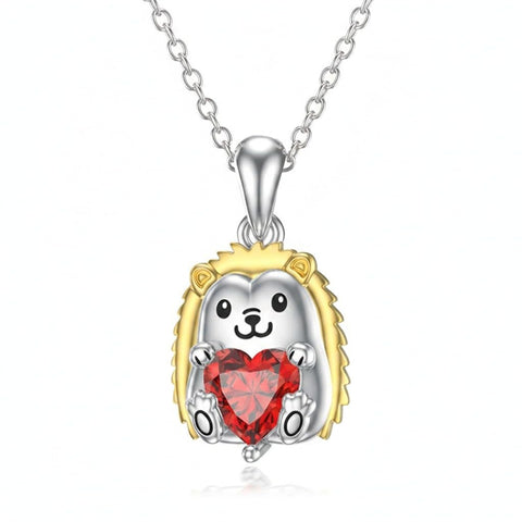 Sterling Silver 12 Month Birthstones Hedgehog Pug Fox Otter Pendant Necklace Gifts for  Birthday, Christmas, Graduation