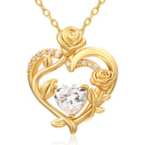 Sterling Silver Birthstone Rose Necklace for Women