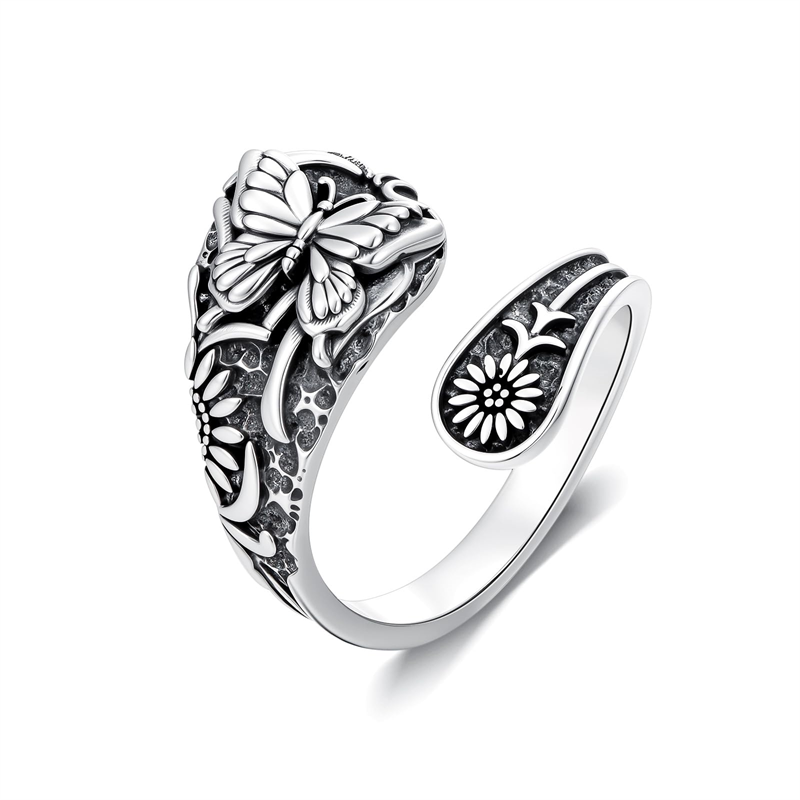 Sterling Silver Vintage Bee Butterfly Dragonfly Hummingbird Tree of Life Sunflower Spoon Rings