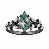 Sterling Silver 10K 14K 18K Gold 1-4CT Moss Agate Engagement Ring Promise Ring