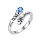 Sterling Silver I Am Enough God Is With Me Let Go Let God Faith Over Fear Faith Hope Love Just Breathe Open Ring