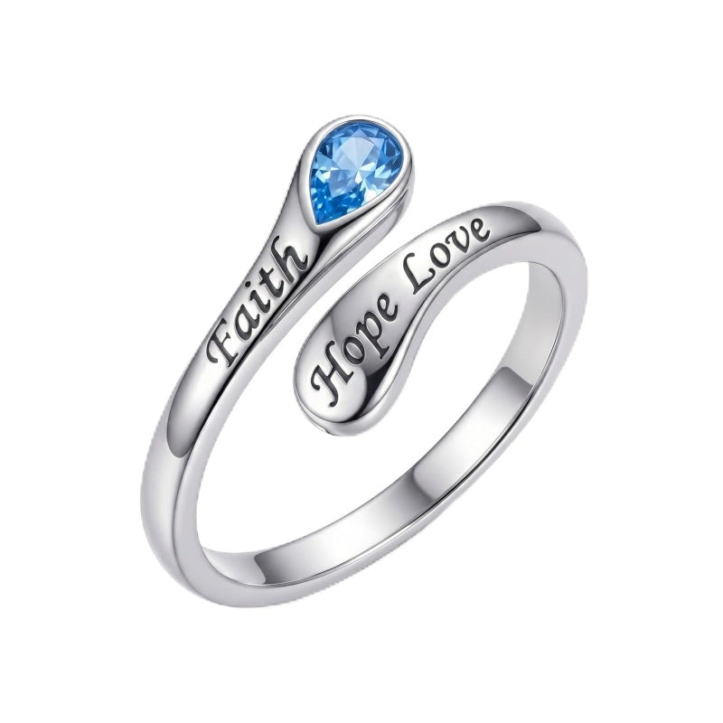 Sterling Silver I Am Enough God Is With Me Let Go Let God Faith Over Fear Faith Hope Love Just Breathe Open Ring