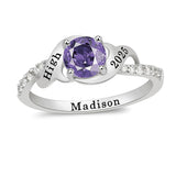 Sterling Silver Personalized Birthstone Engraved Class Ring Women's Graduation Ring