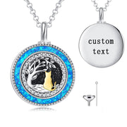 Sterling Silver Personalized Engraved Blue Opal Malachite Turquoise Cat Urn Necklace for Ashes