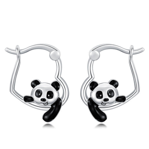 Sterling Silver Fox Frog Leopard Peacock Puppy Animal Hug Hoop Earrings