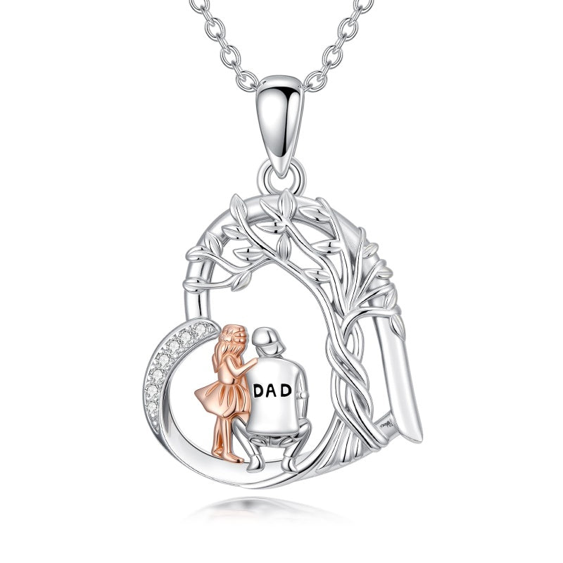 Sterling Silver Tree of Life Father Daughter Sister Pendant Necklace for Women Christmas Gift