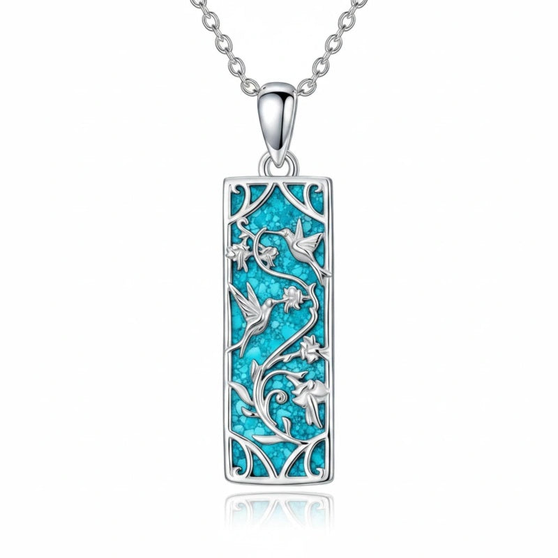 Sterling Silver Abalone Shell Bar Cardinal Bee Butterfly Hummingbird Dragonfly Phoenix Pendant Necklace for Women