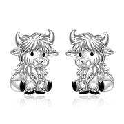 Sterling Silver Highland Cow Studs Earrings