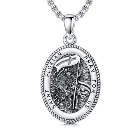Sterling Silver Saint Joseph St Michael Saint Peter Saint Christopher Religious Pendant Necklace