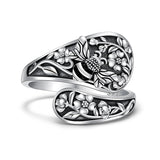 Sterling Silver Oxidized Dragonfly Butterfly Hummingbird Sea Turtle Anchor Cross Tree of Life Sunflower Spoon Ring