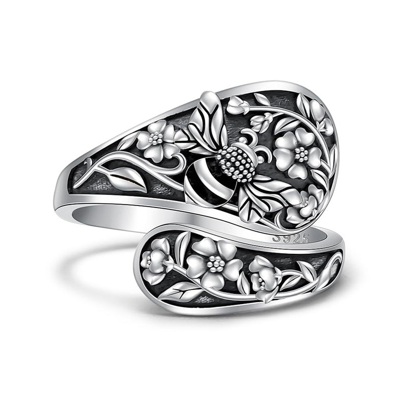 Sterling Silver Oxidized Dragonfly Butterfly Hummingbird Sea Turtle Anchor Cross Tree of Life Sunflower Spoon Ring