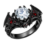 Sterling Silver 10K 14K 18K Gold Custom Engraved  Moissanite Gothic Ring for Women Halloween Gift