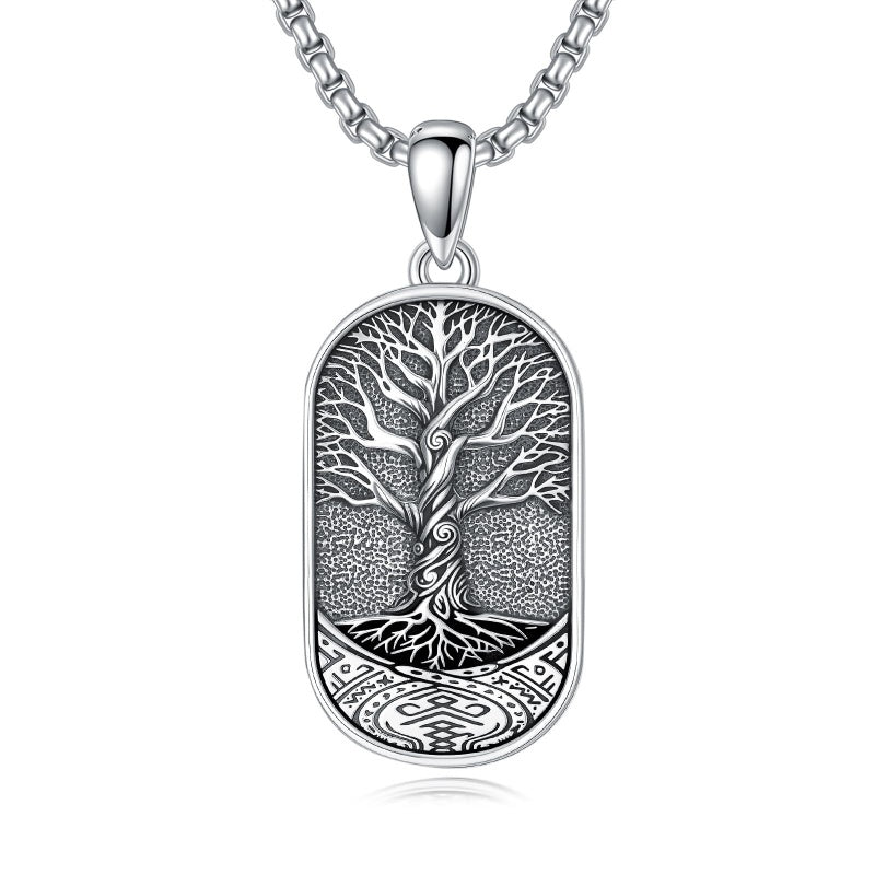 Sterling Silver Memento Mori Tree of Life Anubis Pendant Viking Amulet   Protection Pendant Necklace Halloween Gift