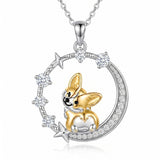Sterling Silver Cubic Zirconia Raccoon Cat Dog Corgi Otter Highland Cow Pendant Necklace Gift for Birthday Christmas