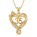 14K Gold  Plated Birthday Anniversary Rose Heart Pendant Necklace for Women