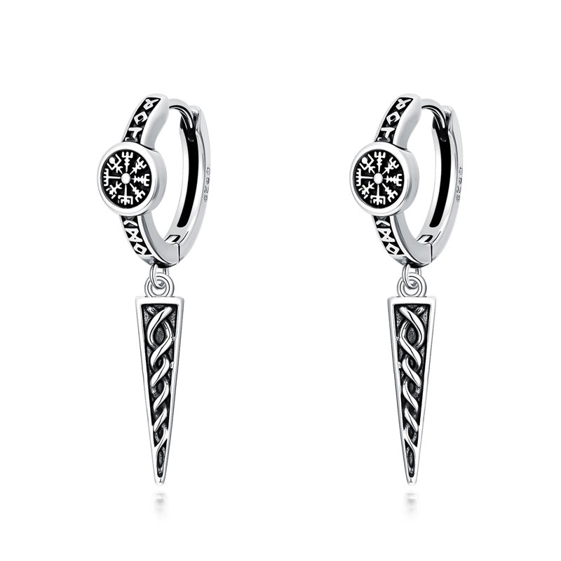 Sterling Silver Viking Raven Stud Dangle Earrings