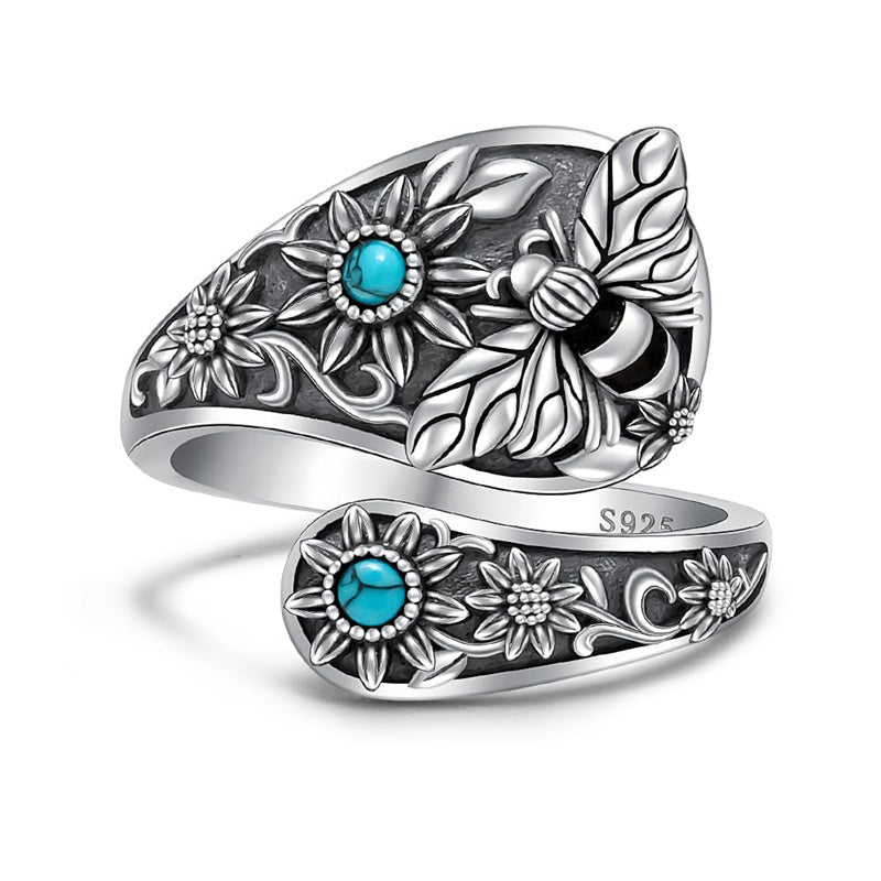 Sterling Silver Oxidized Dragonfly Butterfly Hummingbird Sea Turtle Anchor Cross Tree of Life Sunflower Spoon Ring