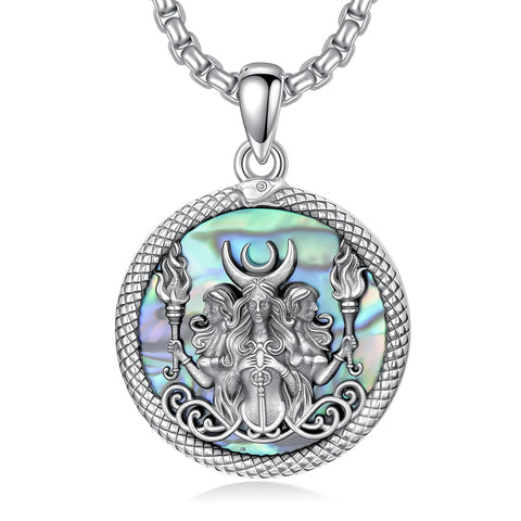 Sterling Silver Triple Moon Goddess Tetragrammaton Lilith Hecate  Pagan Wiccan Amulet Pendant Necklace