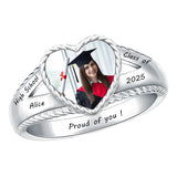 Sterling Silver 10K 14K 18K Gold Personalized Photo High School College Graduation Ring