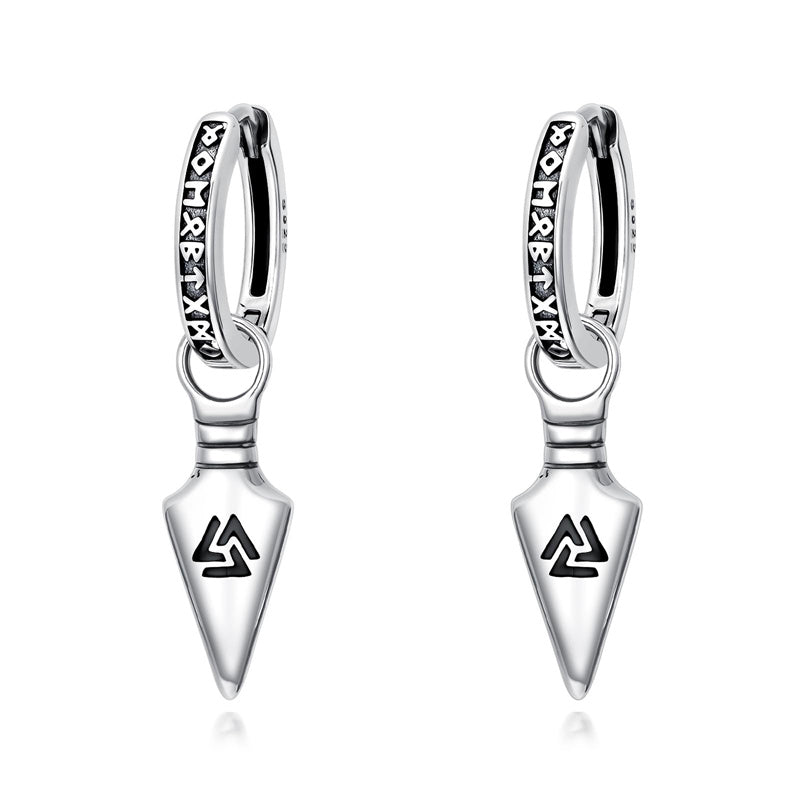 Sterling Silver Viking Raven Stud Dangle Earrings