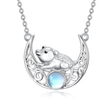 Sterling Silver Moonstone Celtic Knot Raccoon Otter Pig Dolphin Cow Pendant Necklace Birthday Mother's Day Gift