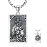 Sterling Silver Saint Anthony Saint Jude Saint Christopher   Saint Michael Amulet Religious Pendant Necklace