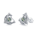 Sterling Silver Celtic Knot Moon Stud Earrings
