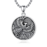 Sterling Silver Phoenix Rising Pendant Necklace NA/AA Sobriety Jewelry