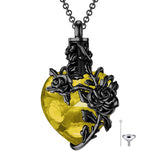 Sterling Silver Heart Crystal Rose Urn Necklaces for Ashes for Women