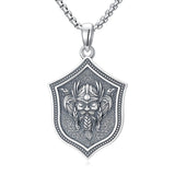 Sterling Silver Viking Raven Bear Odin Wolf Pendant Necklace for Men