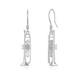 Sterling Silver Piano Drum Trumpet Music Dangle Earrings for Women