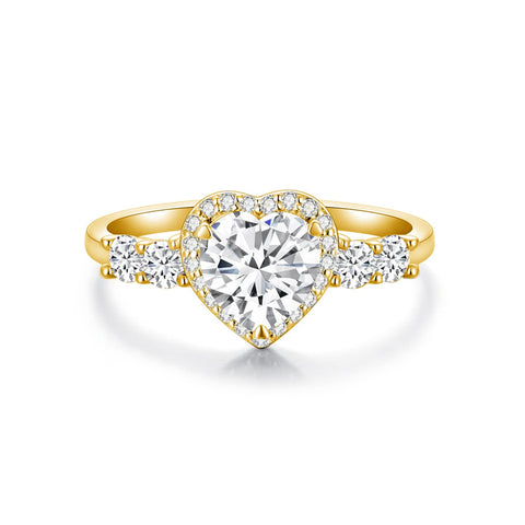 10K Gold 14K Gold 18K Gold  Heart-Cut Moissanite Halo Engagement Rings