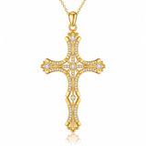 14K Gold Plated Cross Pendant Necklace for Women Religious Jewelry