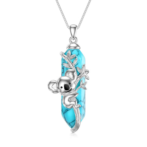 Sterling Silver Turquoise Koala Pendant Necklace