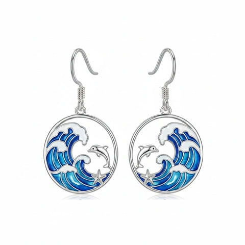 Sterling Silver Dolphin Dangle Earrings