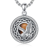 Sterling Silver Tiger Eye Eagle Lion Pendant Necklace for Men