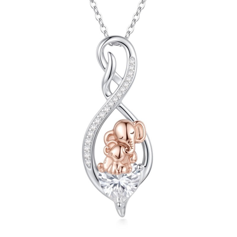 Sterling Silver 12 Month Birthstone Infinity Heart Animal Pendant Necklace Christmas Birthday Jewelry Gift