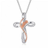 Sterling Silver Daisy Rose Plumeria Lotus Sunflower Cross Pendant Necklace for Women