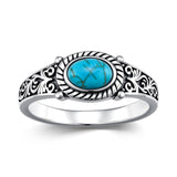 14K Gold Plated Turquoise Ring Western Jewelry Anniversary Birthday Gift for Women