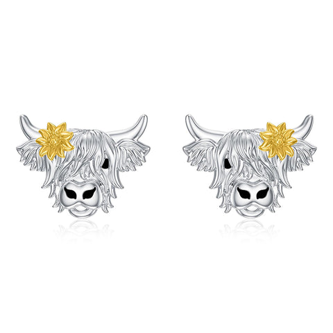Sterling Silver Octopus Raccoon Highland Cow Goat Guinea Pig Zebra Stud Earrings