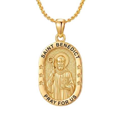 14K Gold  Plated Patron Saint Pendant Necklace Catholic Saints Religious Protective Jewelry Gift