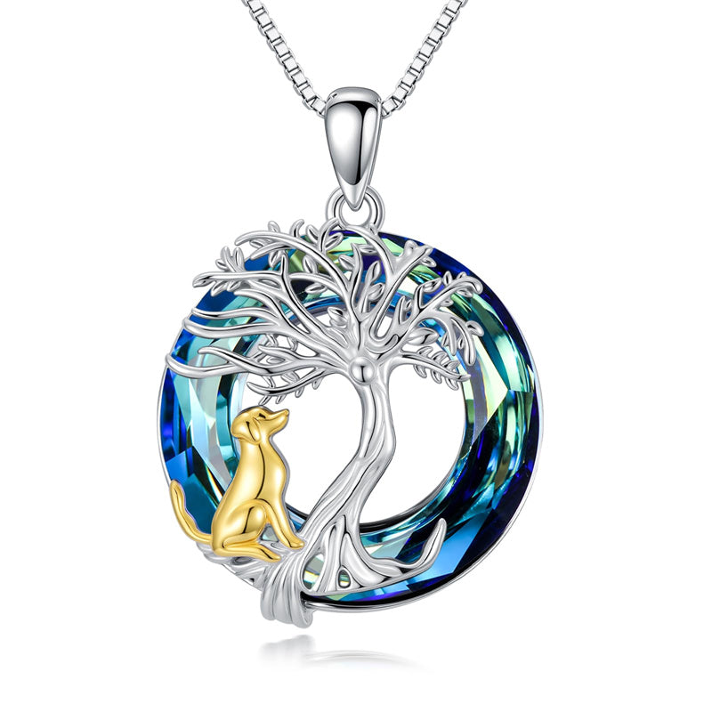 Sterling Silver Crystal Tree of Life Cardinal  Cat Hummingbird Dog Dragonfly Eagle Pendant Necklace